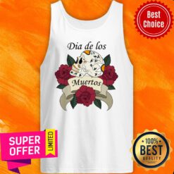 Ribbon Dia De Los Muertos Sugar Skull With Roses Tank Top