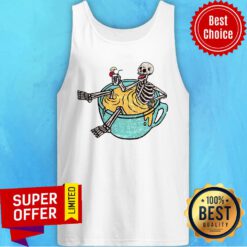 Skeleton Drinking Coffee And Shower Dia De Los Muertos Day Dead Halloween Tank Top