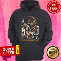 Skeleton Skull Tis The Season To Be Creepy Halloween Pumpkin Hoodie