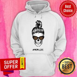 Skull Mom Life Messy Bun Leopard Day Of The Dead Hoodie