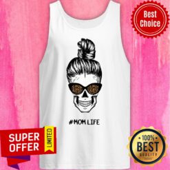 Skull Mom Life Messy Bun Leopard Day Of The Dead Tank Top
