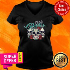 Three Sugar Skull Day Of The Dead Dia De Los Muertos Colorful V-neck