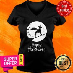 Top Halloween Witch Whippet Dog Lover V-neck