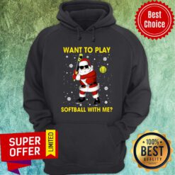 Want To Play Softball With Me Santa Claus Christmas Hoodie