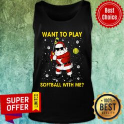 Want To Play Softball With Me Santa Claus Christmas Tank Top