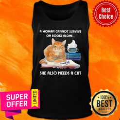 A Woman Can't Survive On Boso Needs A Cat Book Tank Top