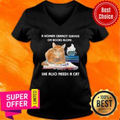 A Woman Can't Survive On Boso Needs A Cat Book V-neck