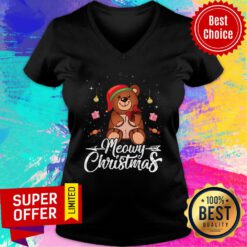 Bear Gift Meowy Christmas V-neck