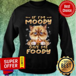 Cat Eat Hamberger If I'm Moody Give Me Foody Sweatshirt
