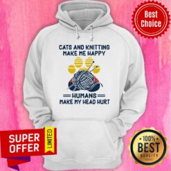 Cats And Knitting Make Me Happy Humans Make My Head Hurt Paw Cat Vintage Hoodie