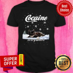 Cocaine Cat Funny Everywhere Snowny Christmas Shirt