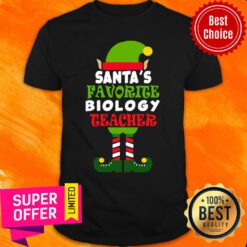 Elf Santas Favorite Biology Teacher Christmas Shirt