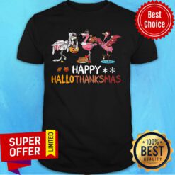 Flamingos Pumpkin Happy Hallothanksmas Shirt