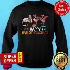 Flamingos Pumpkin Happy Hallothanksmas Sweatshirt
