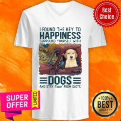 I Foud The Key Happiness Surround Yourself With Dogs V-neck