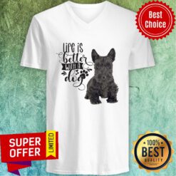 Life Is Better With A Dog Scottish Terrier Stainless Steel V-neck