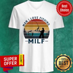 Man I Love Fishing Milf Vintage V-neck