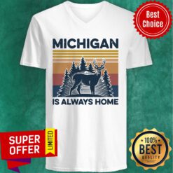 Michigan Is Always Home Vintage Retro V-neck