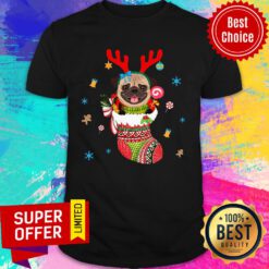 Pug Dog In The Socks Christmas Shirt