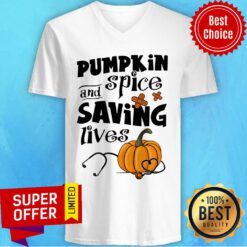 Pumpkin And Spice Saving Lives Halloween V-neck