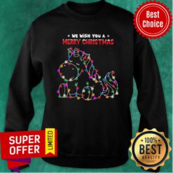 Unicorn We Wish You A Merry Christmas Light Christmas Sweatshirt