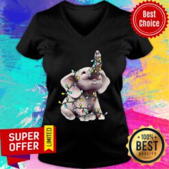 Cute Elephant With Colorful Lights V-neck