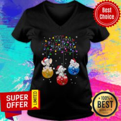 Elephant Merry Christmas Light Led V-neck
