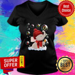 Elephant With Bubbles Christmas V-neck