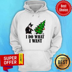 I Do What I Want Cat Christmas Tree Light Hoodie