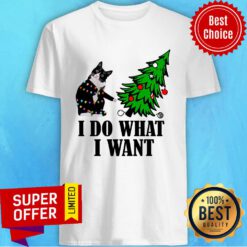 I Do What I Want Cat Christmas Tree Light Shirt