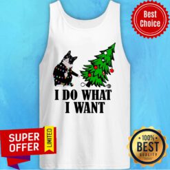 I Do What I Want Cat Christmas Tree Light Tank Top