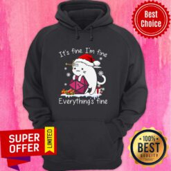 It's Fine I'm Fine Everything's Fine Cat Roll Christmas Hoodie