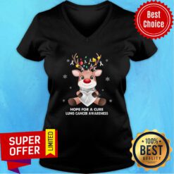 Reindeer Hope For A Cure Lung Cancer Awareness V-neck