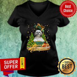 Shih Tzu In Box Merry Christmas V-neck