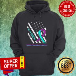 Suicide Prevention Awareness American Flag Teal And Purple Ribbon Fight Hoodie