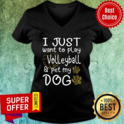 Volleyball I Just Want To Play Volleyball And Pet My Dog V-neck