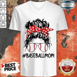 Baseball Mom Life Messy Bun Mom Game Day V-neck