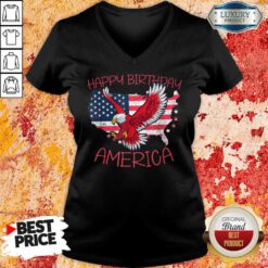 Happy Birthday American Flag Eagle V-neck