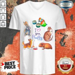 I Love You Fluffy Cat Bunny Bird Fox V-neck