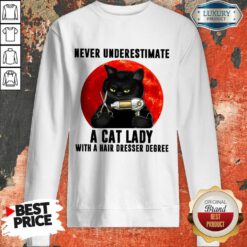 Never Underestimate A Cat Lady With A Hairdresser Degree Sweatshirt