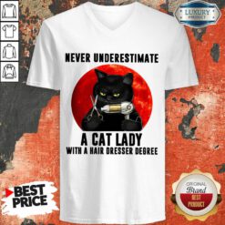 Never Underestimate A Cat Lady With A Hairdresser Degree V-neck