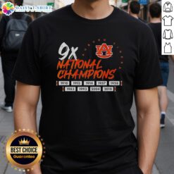 Funny Nine Time National Champions Auburn Tigers Football Logo Shirt