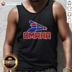 Funny Omaha retro college baseball tank top featuring a playful design perfect for game day and summer outings.