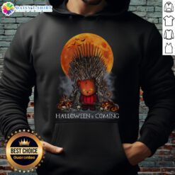 Game of Thrones parody hoodie featuring Iron Throne, pumpkin, and skull design for a fun Halloween celebration.