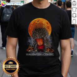 Game of Thrones parody t-shirt featuring Iron Throne, pumpkin, skull, and bear for a fun Halloween look.