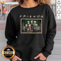 Good Horror Friends sweatshirt featuring a mashup of iconic scary movie characters in a playful parody design.