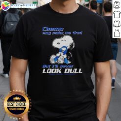 Good Snoopy Chemo T-Shirt promoting colon awareness with vibrant design, showcasing resilience and humor in cancer treatment.