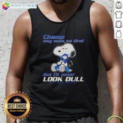 Good Snoopy chemo tank top promoting colon awareness with vibrant design, showcasing positivity despite fatigue.