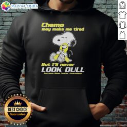 Good Snoopy chemo hoodie for sarcoma bone cancer awareness, showcasing vibrant colors and a positive message.