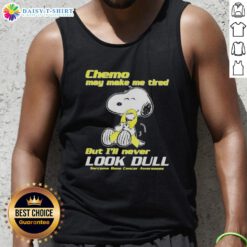 Good Snoopy chemo tank top promoting sarcoma bone cancer awareness, showcasing vibrant design and positive message.